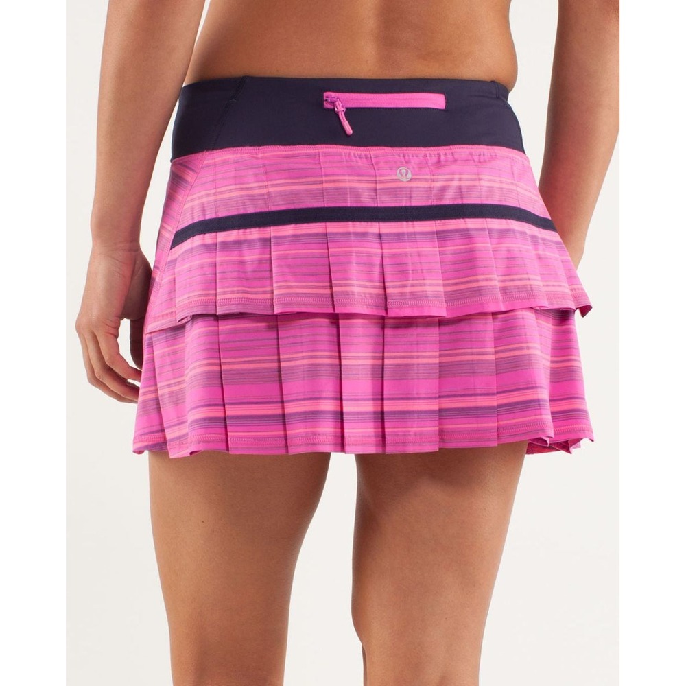 Lululemon Women's Run Pace Setter Stripe Pleated Athletic Skirt Pink 8